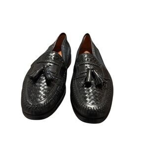 Brassboot Mens Black Tassel Woven Slip On Dress Loafers Size 9